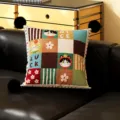 British retro cartoon cute cat pillow case sofa cushion with black pom poms for living room - Cat Drawing Black Pom-Pom