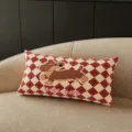 Almohada de cachorro a rayas rojas bonito perro salchicha suave cojín para el sofá - Estampado Doble Cara 40X60cm (Sin Relleno) / Cachorro Terciopelo Rojo Cuadros Rectángulo Largo