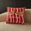 Cojín decorativo de sofá con rayas rojas y perro salchicha lindo, variante suave extraíble. - Patrón de Doble Cara 40x40cm (Solo Funda) / Cachorro de Terciopelo Rojo Rayado