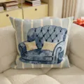 Housse de coussin décorative à rayures bleues et motif de canapé classique pour le salon. - Loisirs Bleus