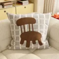 Coussin décoratif carré douillet avec motif de grille grise et chaise pour canapé ou bureau. - Carreaux Chaise en Bois