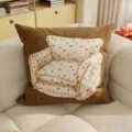 Housse de coussin en velours marron avec impression fauteuil coeur douce deco salon - Siège Cœur de Lait