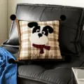 Cartoon cute puppy pattern throw pillow with black pom-poms for living room sofa bedroom decor - 35x35cm Pillowcase Without Core / Surrounding Warmth Black Pom-Pom
