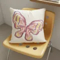 Korean style butterfly tufted throw pillow, cozy decorative sofa cushion cover for home decor. - Double-Sided 35x35cm (Cover Without Core) / Sweet Dream Beige