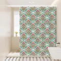 Vintage floral waterproof fabric shower curtain for modern bathroom decor and dry wet separation. - [Single Curtain] Width 80x Height 180 + Hooks + Tiebacks / Rich Floral 04