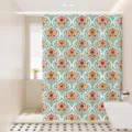 Vintage floral waterproof fabric shower curtain for bathroom partition and dry wet separation - [Single Curtain] Width 80x Height 180 + Hooks + Tiebacks / Rich Floral 03