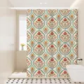 Vintage floral shower curtain waterproof fabric bathroom curtain boho damask bath decor. - [Single Curtain] Width 80x Height 180 + Hooks + Tiebacks / Rich Floral 02