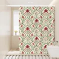 Nordic vintage floral waterproof fabric shower curtain for bathroom wet and dry separation - [Single Curtain] Width 80x Height 180 + Hooks + Tiebacks / Rich Floral 01