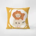 Joli coussin jaune imprimé chat mignon housse de coussin en velours doux pour salon canapé. - 35x35cm (Housse de coussin uniquement sans noyau) / Chat