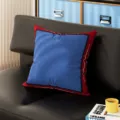 Cojín decorativo estilo Bauhaus, diseño geométrico rojo y azul cuadrado para sofá de sala moderno. - 35x35cm (Sin Relleno) / Azul Hielo Arco Iris