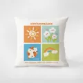 Housse de coussin carrée style nordique avec adorable chat et arc-en-ciel pour le salon - Temps Chaud