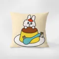 Cute cartoon rabbit and pudding print throw pillow cover, soft sofa cushion decor for home. - Double-Sided Pattern 45X45cm (Pillowcase Without Core) / Curly Rabbit - 6