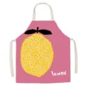 Cute lemon print kitchen apron with pink background, waterproof fabric, perfect for cooking. - 65x75cm Adult Thickened Cotton Linen / Pop Fruit 3