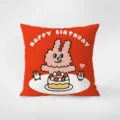 Cute pink rabbit birthday themed decorative throw pillow cover for living room sofa and chair. - Double-Sided Pattern 45X45cm (Pillowcase Without Core) / Curly Bunny - 8