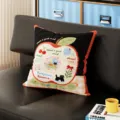 Bauhaus apple cushion with cute black cat pattern, soft detachable sofa pillow for home. - Cat Apple Wonderland
