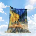 Manta de aire acondicionado de verano de seda de hielo pintura terraza cafe Van Gogh ligera fresca - FGBS04 (Café de Noche) / 100x120cm Manta de Bebé