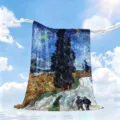 Van Gogh oil painting ice silk cooling blanket summer thin air conditioning throw for bed - FGBS05 (Wheat Field)