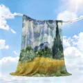 Summer cooling air conditioning blanket with Van Gogh oil painting art print for kids. - FGBS08 (Blue Oil Painting)