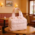 Rosa gepolsterte Kosmetiktasche, große Kapazität Reise Make-up Organizer tragbar. - Hellrosa-Doppelöffnung Wolke Tasche
