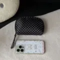 Klassische schwarze Pünktchen Kosmetiktasche für Damen, tragbare Make-up Tasche für Reisen. - Klassisches Schwarz - Polka Dot Halbkreis