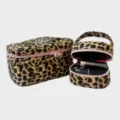 Leopardmuster Kosmetiktasche Set, große Kapazität tragbare Reise Make-up Organizer Box. - Vorteils-Leoparden-Kombi - Klein + Groß