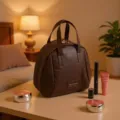 Braune Muschel Kosmetiktasche Reise tragbare große Kapazität Make-up Aufbewahrungshandtasche - 25x9.5x21cm / Maillard Kaffeefarbe