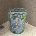 Transparent PVC waterproof bucket bag with cute unicorn rainbow print, perfect beach cosmetic bag. - Unicorn - Large