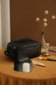 Schwarze PU wasserdichte Reise-Kosmetiktasche mit grossem Fassungsvermögen und Reißverschluss. - Make-up-Tasche / Nachtschwarz
