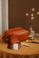 Grosse braune PU Leder wasserdichte Reise Kosmetiktasche mit Doppelreissverschluss Griff. - Make-up-Tasche / Mocha Braun