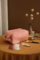 Große rosa PU Leder Kosmetik Tasche mit Doppelreißverschluss, reise Make-up Organizer. - Make-up-Tasche / Rosenrosa
