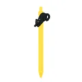 Bonito bolígrafo de gel de gato negro retráctil con cuerpo amarillo para la escuela. - Gato Negro Estirándose (Bolígrafo Amarillo)