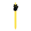 Lindo colgante de silicona de gato negro bolígrafo de gel retráctil con cuerpo amarillo oficina - Gato Negro Silicona (Bolígrafo Amarillo)