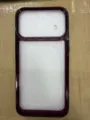Custodia per telefono trasparente in acrilico compatibile con iPhone, cover protettiva con scanalatura. - Stile Scanalatura con Pulsanti Galvanici / iPhone 13 Pro Max / Rosa Ciliegia