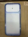 Cover protettiva trasparente compatibile con iPhone con scanalatura per fotocamera schiuma. - Stile Scanalatura con Pulsanti Galvanici / iPhone 17 Pro / Blu Luna