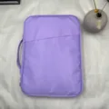 Lightweight purple tablet sleeve with handle, slim business laptop storage bag for daily commute. - Purple