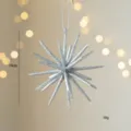 Silberner Glitzer Stern Weihnachtsbaum Hängeornament festliche Party Deko 10cm groß. - Kleines Silber