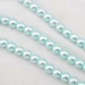 Light Blue Glass Pearl Beads Round Loose Beads for DIY Handmade Jewelry Making Accessories - Light Blue / 1 Strand of Approx 110 Pcs (8mm)