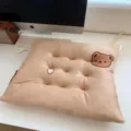 Square seat cushion with cute brown bear design, soft comfortable chair pad for office home. - 40x40cm / Light Brown Heart Coffee Bear