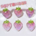 Resin strawberry charms pink glitter cute cabochons for DIY crafts shoes decoration variant - Adhesive Patch / Pink Strawberry