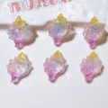 Resin shell charms glitter flatback cabochons for DIY phone case craft decoration 6pcs - Conch