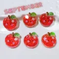 Resin apple DIY shoe charms cute cabochons cartoon fruit handmade phone case accessories - Adhesive Patch / Apple