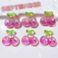 Cute resin cherry charms DIY craft cabochons pink sparkling cute face phone case decor - Adhesive Patch / Cherry