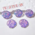 Hermosos abalorios concha resina violeta purpurina cabujones estrella mar accesorios - Dije para Zapato (Botón de 1.2CM pegado en la parte posterior) / Concha