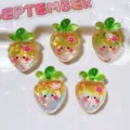 Cute resin fruit charms with glitter and smiling face for DIY accessories and shoes decoration. - Carrot