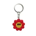 Lindo llavero de flor de dibujos animados cara sonriente colgante de bolso anillo - 005-02 Llavero