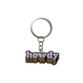 Llavero Howdy de goma suave PVC, elegante colgante de bolso western cowboy y anilla. - Negro Rosa Howdy