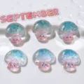 Cute resin mushroom charms with glitter gradient for DIY crafts and jewelry making 6pcs - Mushroom
