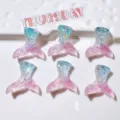 Dijes de bricolaje de resina con cola de sirena y acabado brillante iridiscente para fundas. - Dije para Zapato (Botón de 1.2CM pegado en la parte posterior) / Cola de pez