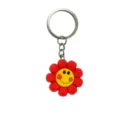 Lindo llavero flor roja cara sonriente amarilla colgante bolso llavero coche chulo - 005-05 Llavero