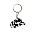 Llavero de sombrero de vaquero con estampado de vaca en blanco y negro, accesorio. - Sombrero de Vaquero Estampado Vaca Negro Blanco